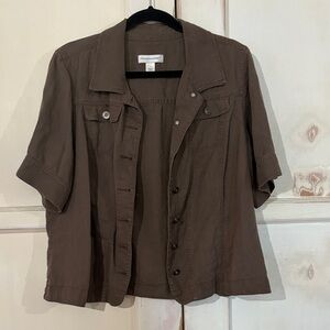 Christopher & Banks Men's Casual Brown Button Down Shirt